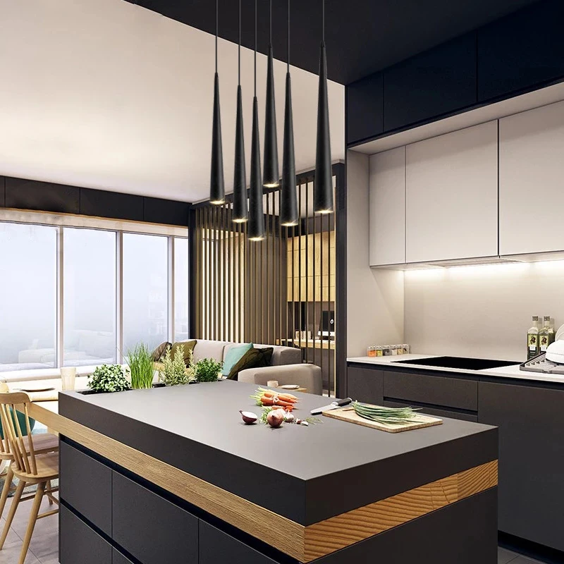 
Modern home kitchen decorative cylinder tube chandelier lamp lights wooden 7w led cylindrical pendant light 