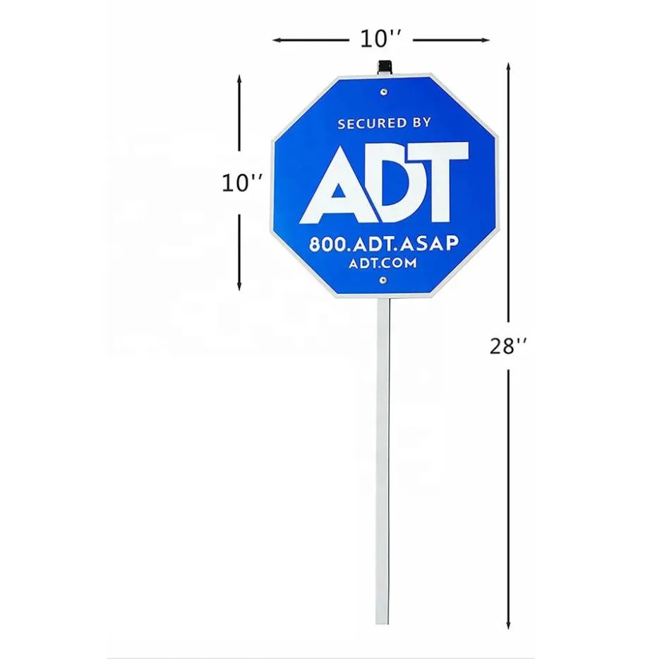 Hot Sales ADT Plastic Safety Security Signs Yard Signs With Aluminum Pole