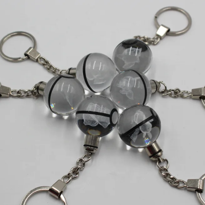 Оптовая продажа 30 мм гравированный Кристалл светодиодный Сквиртл k9 Go Ball брелок со светодиодной подсветкой для подарка Chidren