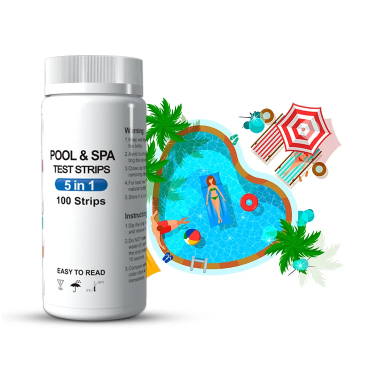 Simply handle water test strips in swimming pool water and SPA water 5 in 1