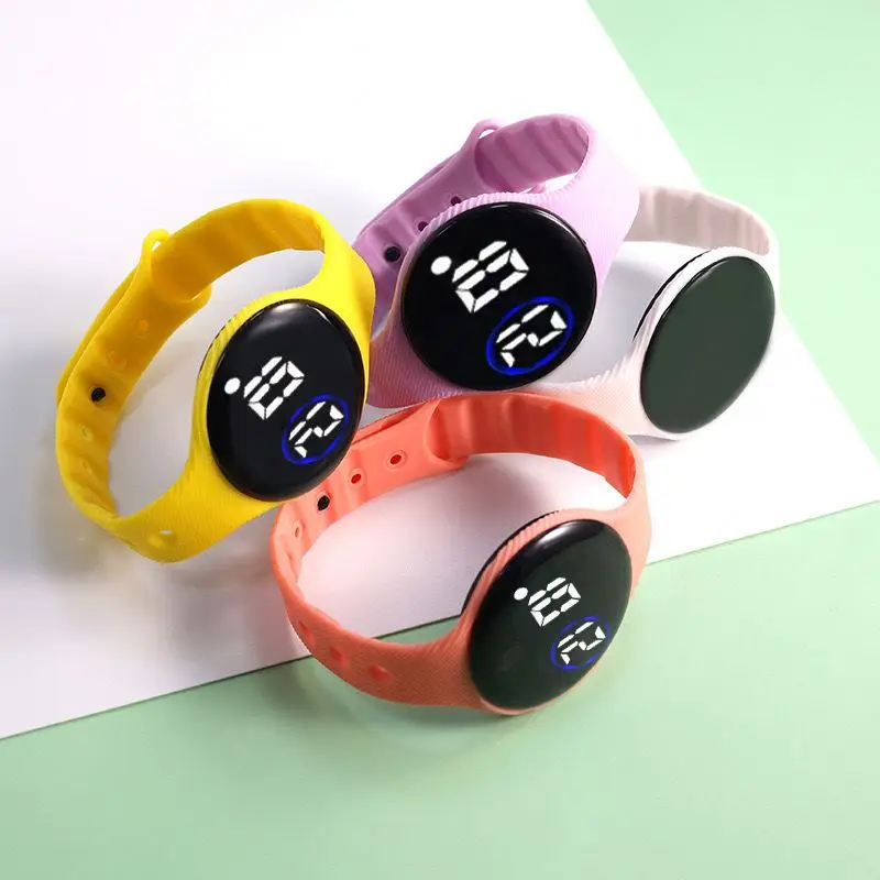 LED Wrist digital Watch Funny Watch Ultra-thin round touch waterproof student electronic watch for kids