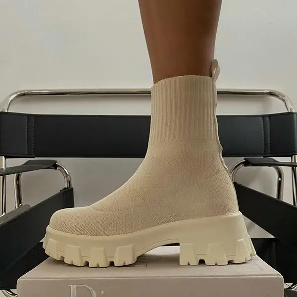Ladies Designer Bottes Femme Platform Sock Boots Girls Rubber Martin White Ankle Outdoor Boots Women Shoes