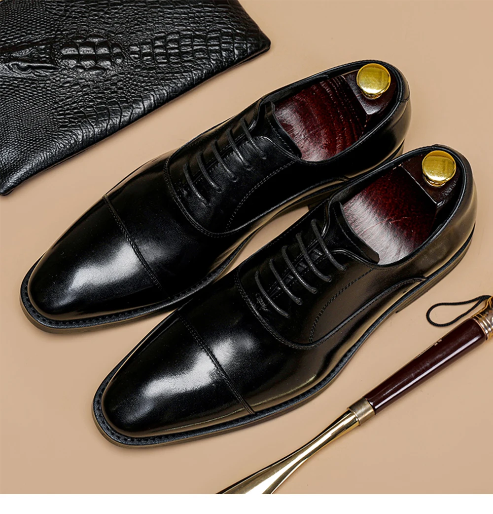 Elegant Business verified mans shoes supplier Genuine Cow Leather mens shoes office Chaussures Homme Fashion Wedding Shoes men