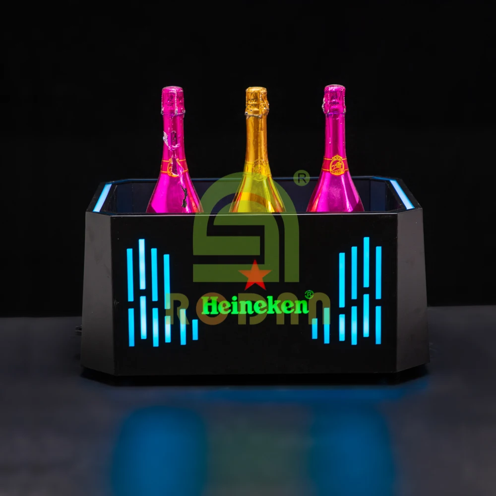 Guangzhou Lide Double Wall LED Ice Bucket for 6 Bottles Champagne HEINEK