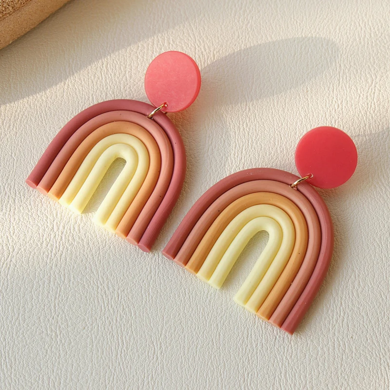 Plated Korean Clay Polymer Earrings Jewelry Geometric U-shaped Polymer Clay Earrings Gold 2022 New Trendy for Women Heart 10 G