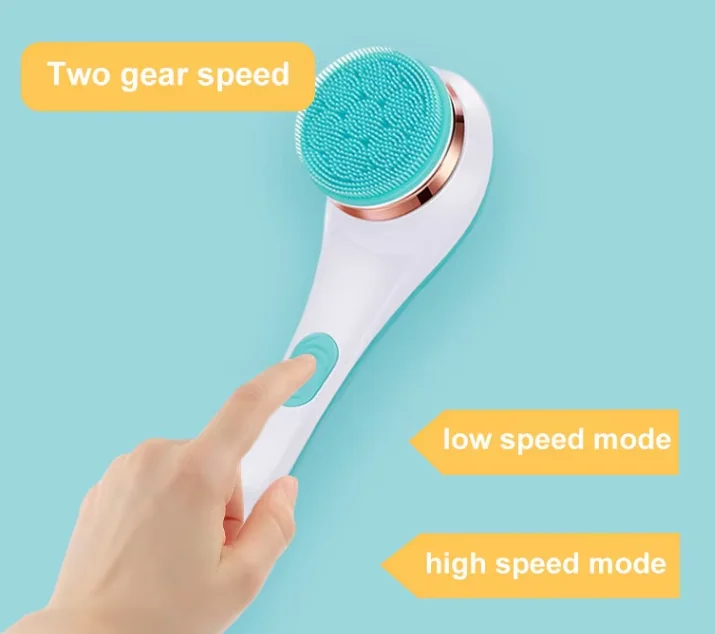Long Handle Multi-Functional Electric Silicone Soft Hair Cleaning Brush Two Speed Waterproof  Remove Dead Skin Cleaning Brush