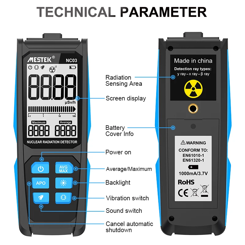 Handheld  Beta  Counter X-ray  Gamma Detector Counter Emission Dosimeter geiger detector Nuclear Radiation Detector for NC03