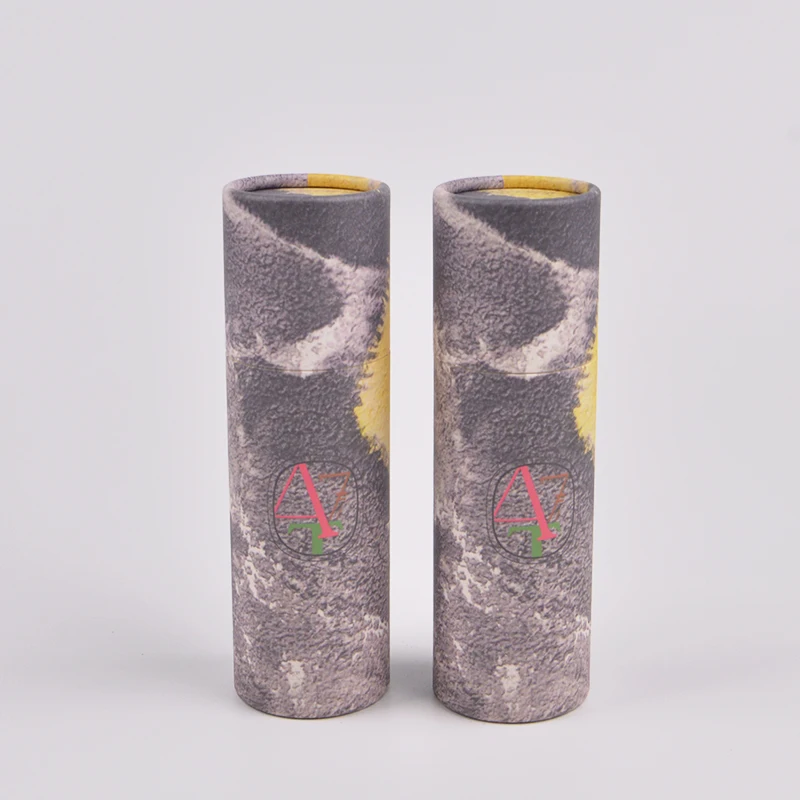 Eco friendly cylinder lipstick powder eyebrow brush bamboo with paper tube  packaging light pink stick deodorant