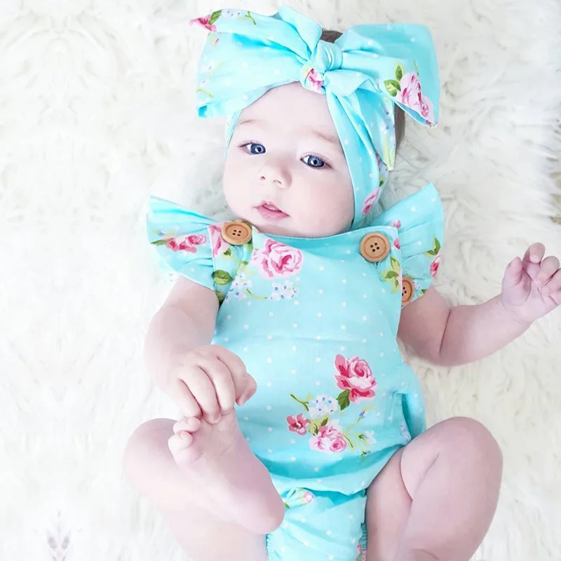 
Wholesale backless onesie infant summer cute boutique bodysuit baby girl clothes short sleeve newborn floral romper 