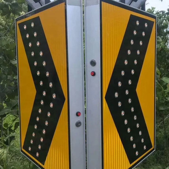 arrow solar powered  led flashing outdoor traffic road warning sign board