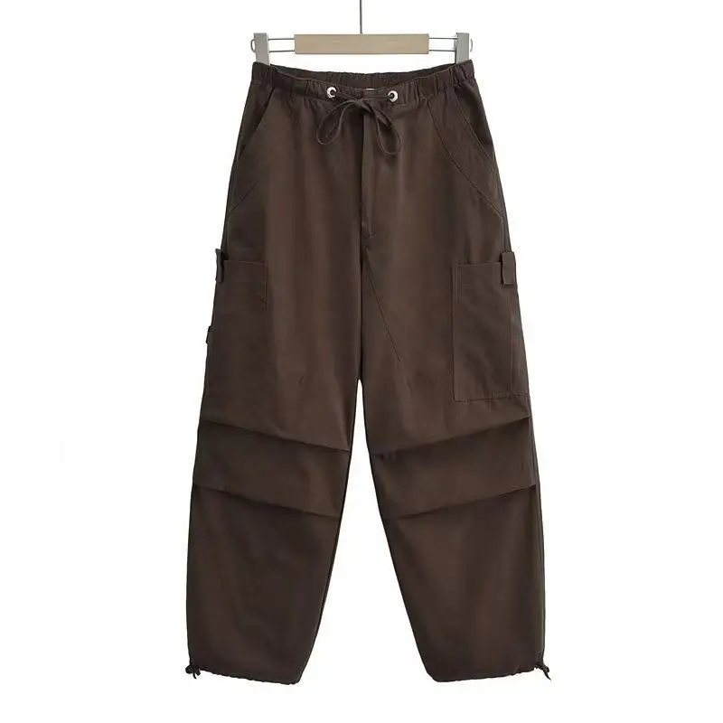 Factory OEM Oversized Mens Casual Trousers Fit Parachute Pants Men Loose Waist Custom Color Plain Baggy Cargo Parachute Pants