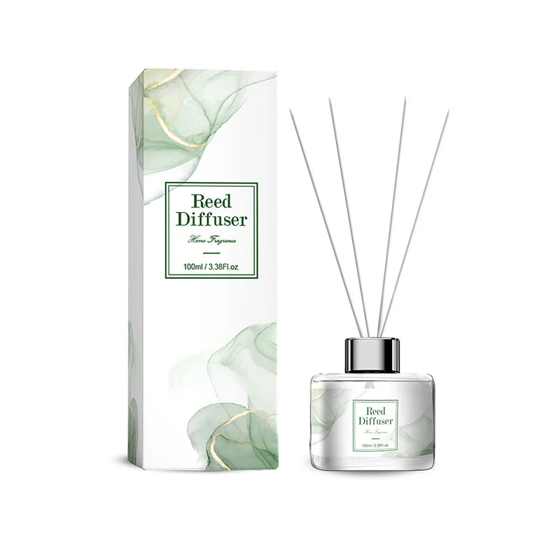 Wholesale Luxury Reed Diffuser Gift Sets Flower Fragrance Diffuser Essential Oil With Green Box Rattan Sticks