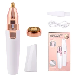 2 In 1 Electric eyebrow trimmer USB Rechargeable hair remover women shaver LED light lady Epilator Razor face Makeup