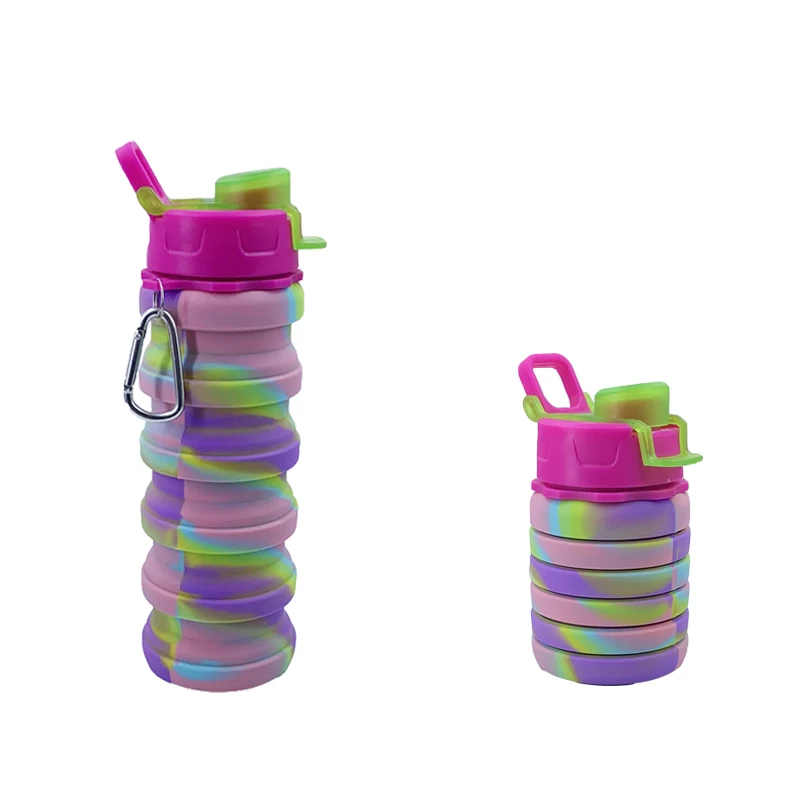 Free High Quality Expandable Folding Collapsible Travel Sports Drinking Silicone Foldable Water Bottle