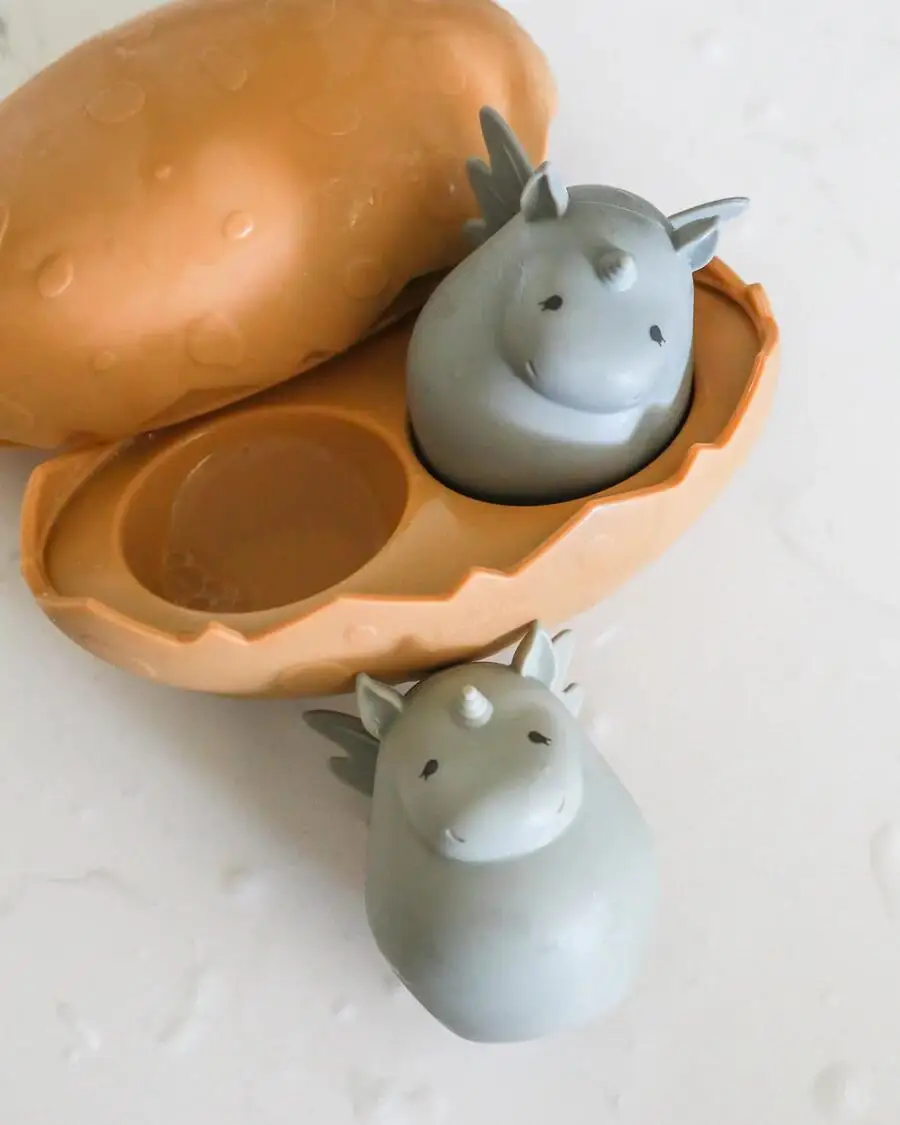 Kids Dino Egg Silicone Bath Toy, Baby Dino Egg Floating Boat Bath Toy, Silicone Bath Toy Boat Buddies Dino Egg