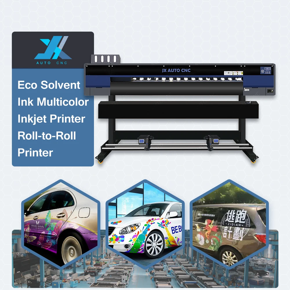 JX AUTO CNC new design 1.85m large format eco solvent printer 4 head eco solvent industrial printer printing advertising