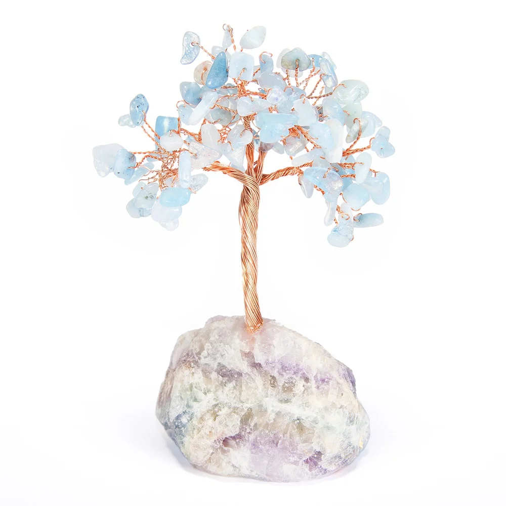 Home Decor Crystals Supplier Money Tree Aquamarine Stone Crystal Tree of Life