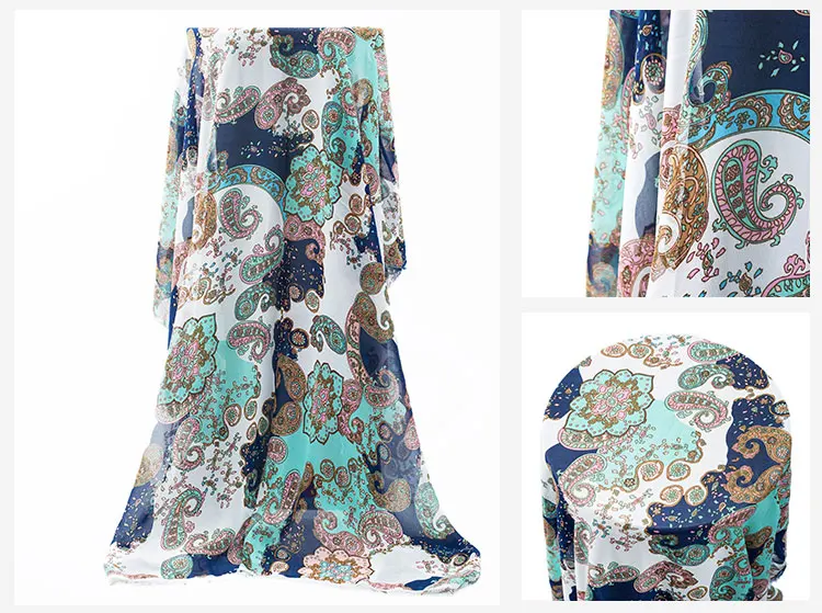
High Quality Breathable Floral Digital Prints Soft Chiffon Georgette Fabric For Woman Dress 