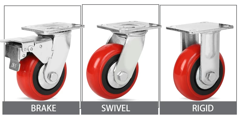 Weihang castors 5 Inch swivel casters without brake harbor freight heavy duty red caster wheels