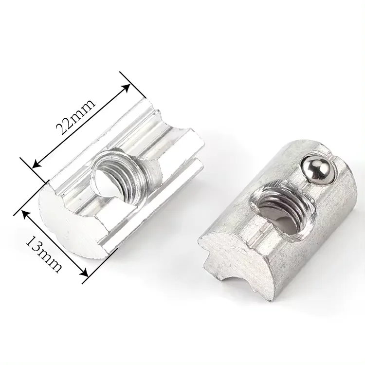 40*40mm Aluminium  T-nut M8 Threaded Self-Aligning Slide-in T-Slot Nut for solar panel mounting
