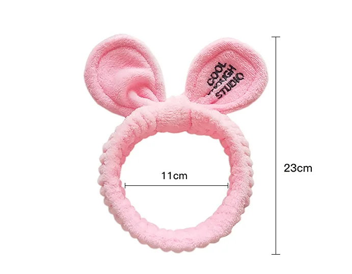 E1046 Women Girl Wash Face Cute Hair Band Makeup Plush Headwear Cat Bunny Ears Hairband Korea Elastic Velvet Bow Knot Headband