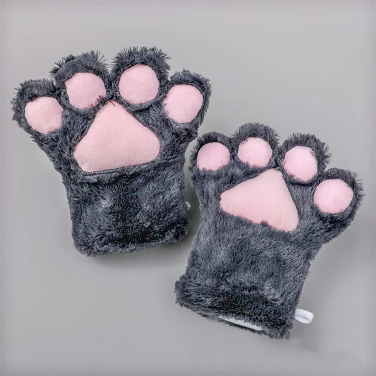 Fluffy Bear Cat Paw Gloves Plush Anime Novelty Cosplay Party Costume Glove