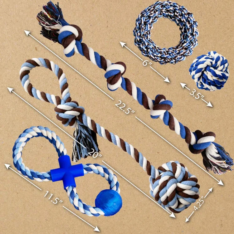 Wholesale Hot Sale 5Pack handmade Cotton Knot Rope Dog Toy Ball Set For Pet Dog Chew Clean Teeth