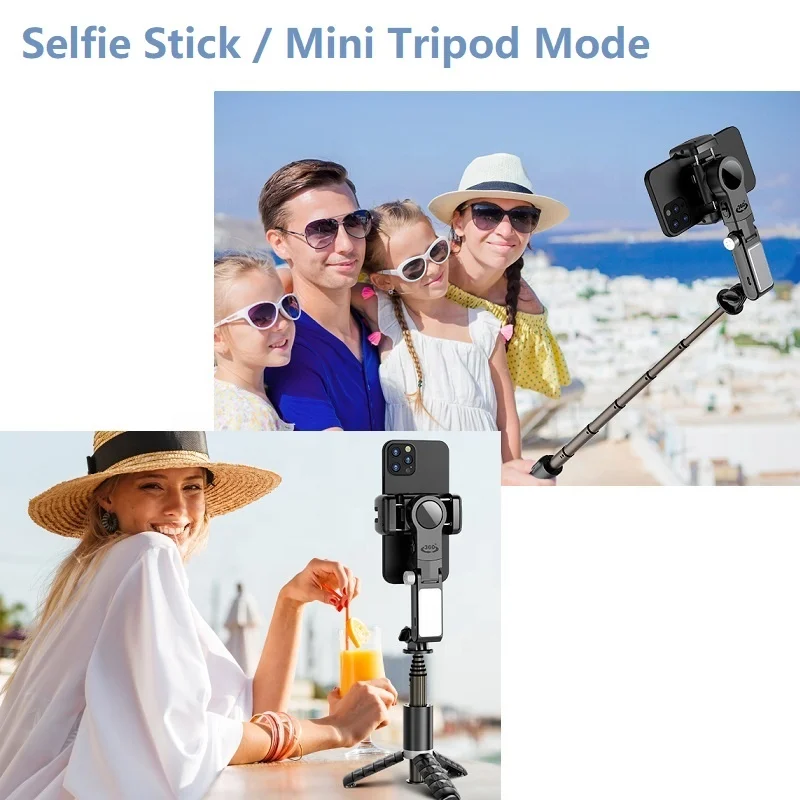 Amazlife Q18 Mobile Phone 360 Rotation Selfie Stick Tripod Gimbal Stabilizer with LED Fill Light