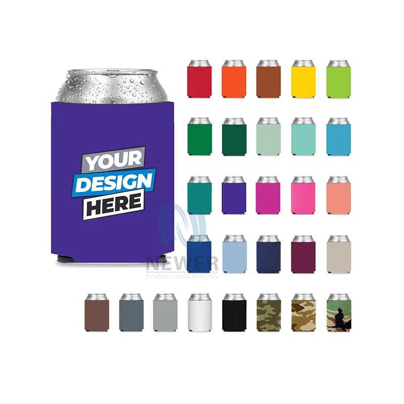 Custom collapsible 12oz bottle cooler sublimation blank neoprene wine beer sleeve cover slim can stubby holder stubbie holders