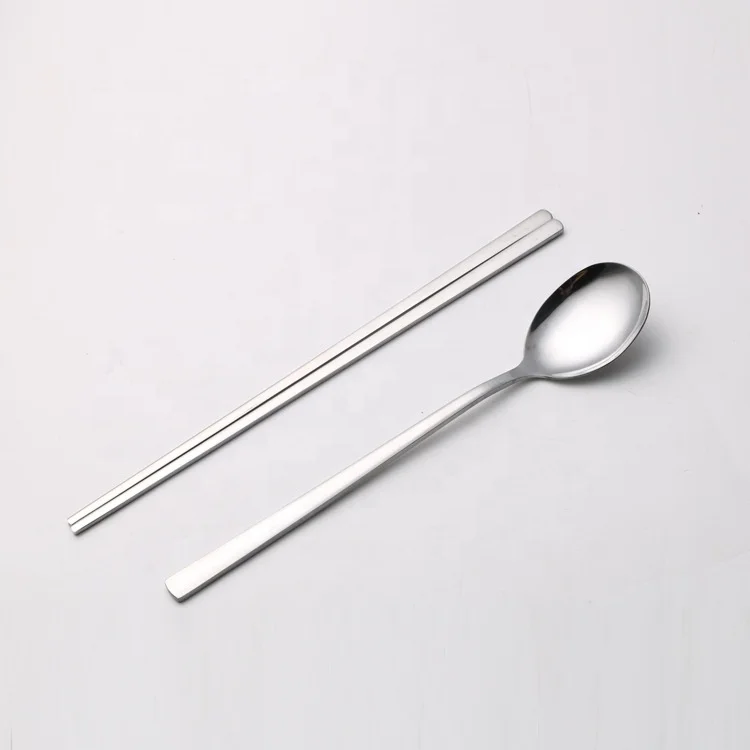 Wholesale Stainless Steel Spoon Titanium,Chopstick Flatware Dinnerware Korean Style Cutlery Set