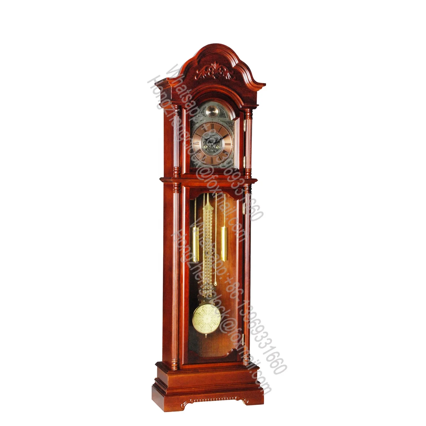 Wooden Floor Grandfather clock Schwarzwald Grandfather Clock in solid European Cherrywood with black espresso edges