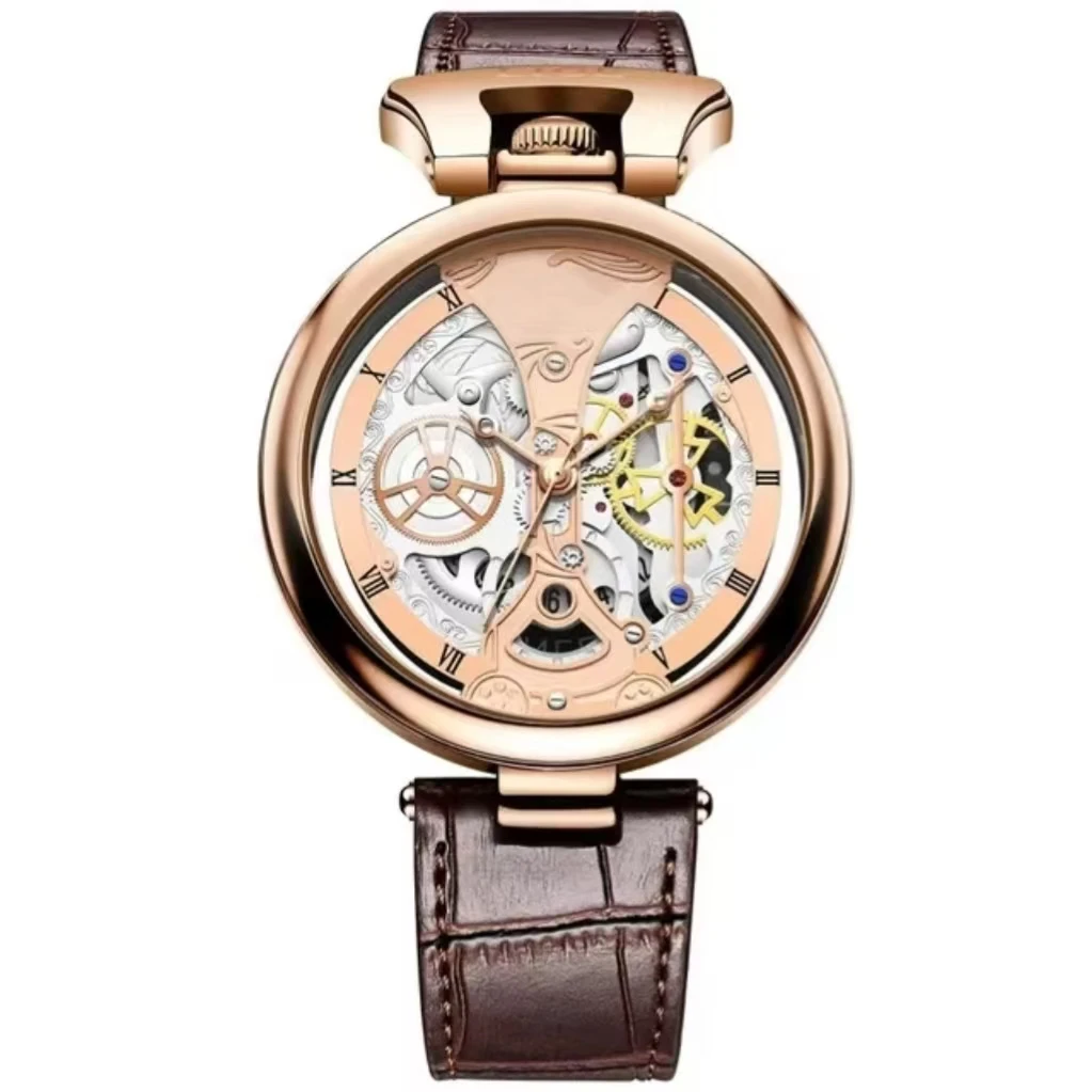 Wholesale  Mens Quartz Watches Custom Brand Gold Skeleton Automatic Quartz Luxury Wrist Watches