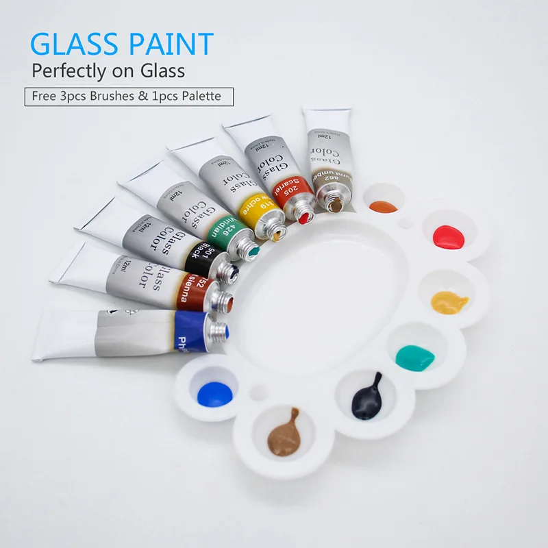 Acrylic Paint 12 colors 12ml glass pigment set for kids glass canvas DIY hand painted paint set