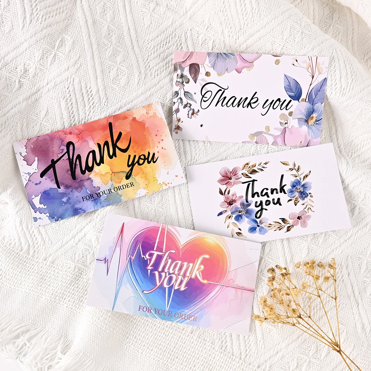 Custom Printing Luxury Thank You Cards Set With Envelope And Stickers Greeting Card For Business Or Birthday