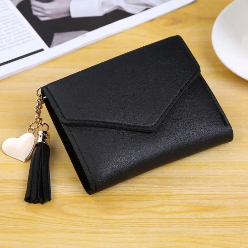 I-0004 Short Tassel Wallet Women Fashion Purse Female Mini Wallets New Korean Students Lovely Purse Female Small Wallet