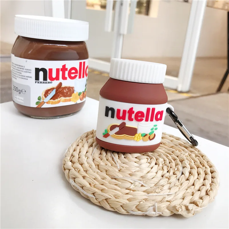 Nutella Butter For Airpod Case For Airpods 2 Funny 3d Nutella Chocolate Bottle Protective Cover With Hook