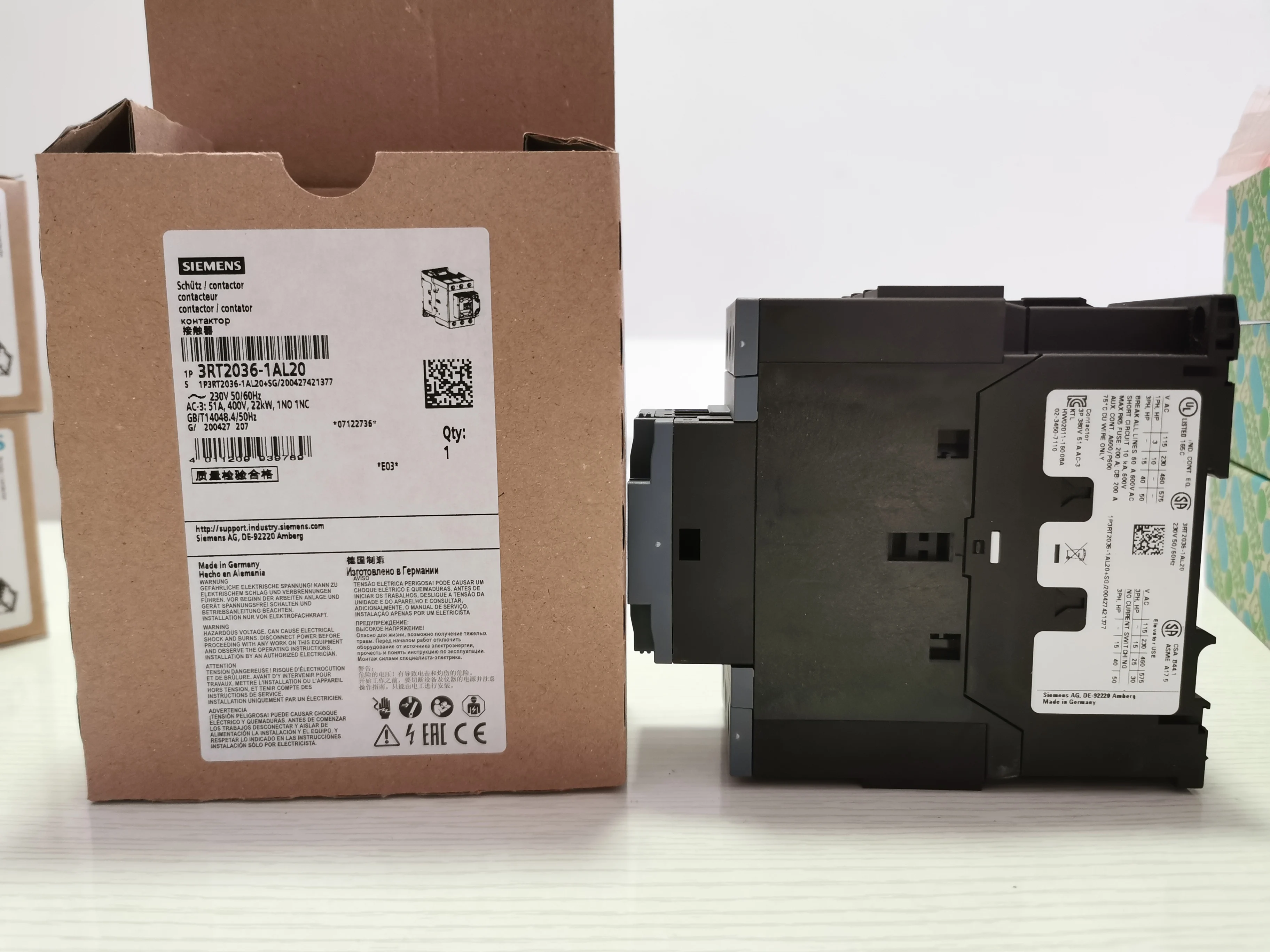 Siemens 3RT2036-1AL20 мощность AC-3 22kW /400V 1NO + 1NC 50/60Hz 3-Полюсные размер S2 винтовые