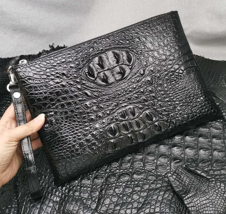 
High quality customized Alligator Skin Cow Skin Bottom Crocodile Men women hand bag Durable 