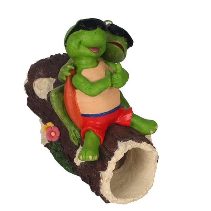 Outdoor Frog and Tortoise Surfing Statue Gutter Guardian Rain Downspout Extension Statue Garden Decoration