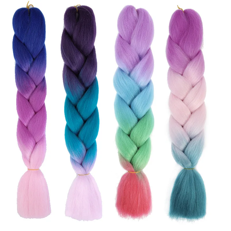 Synthetic Braiding Hair Jumbo Braid Ombre Jumbo Hair Extension for Women DIY Hair Braids Purple Pink Yellow Red