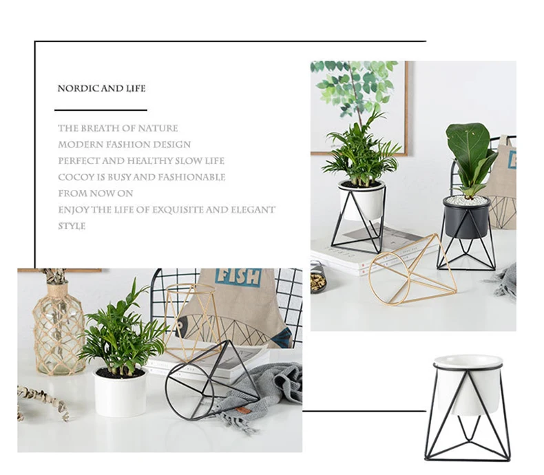 Wholesale Nordic Triangle Iron Simple Fleshy Iron Frame Tabletop Vase