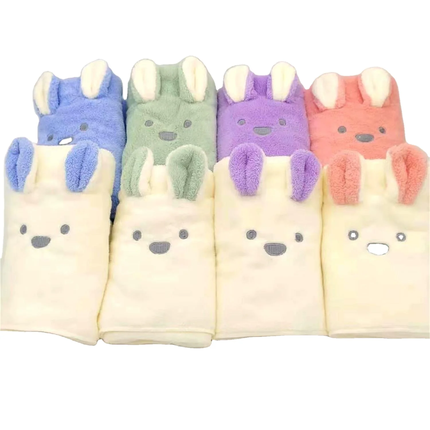 Custom Super water absorption quick-dry microfiber coral fleece towels cartoon embroidered towels