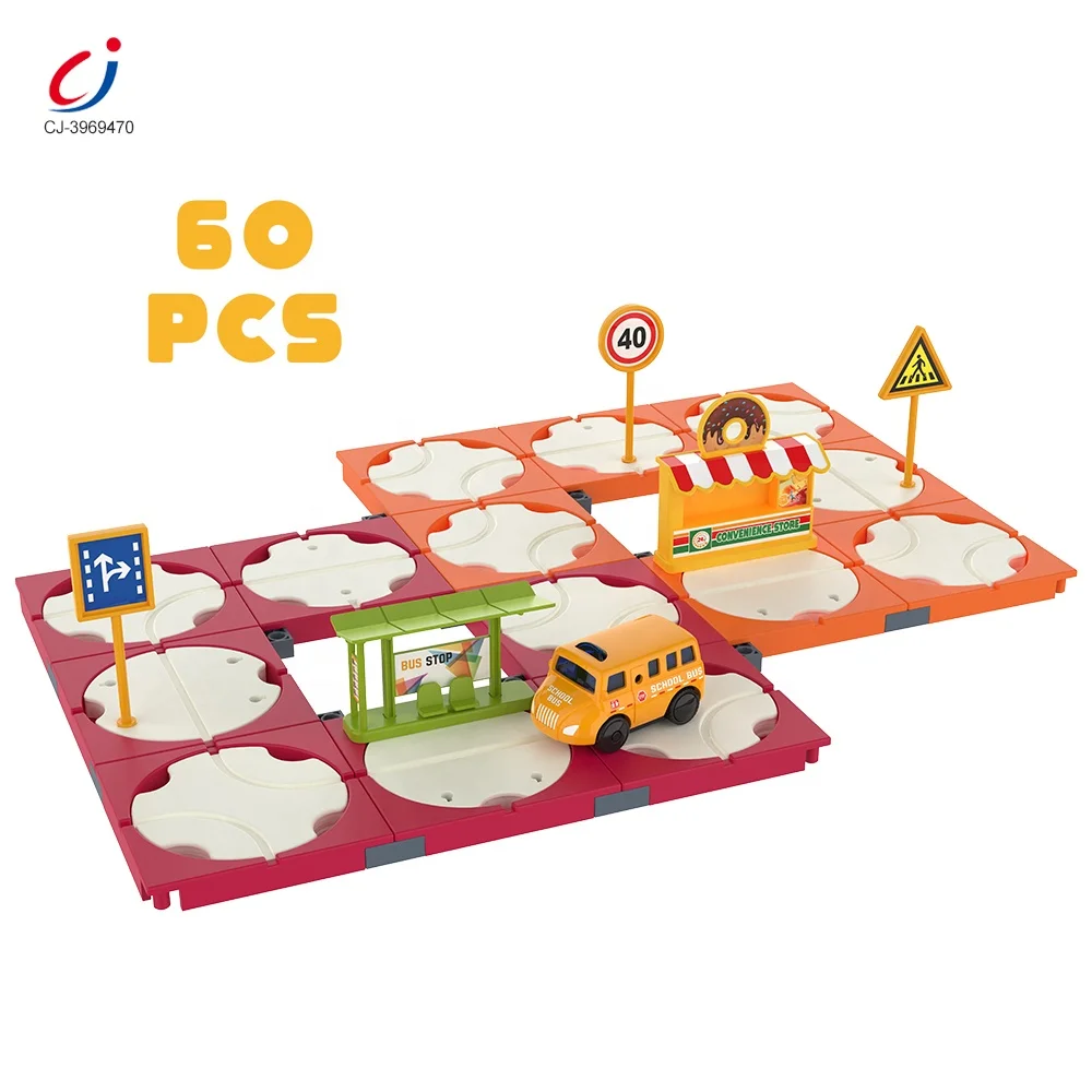 Chengji logic maze track electric car play set kids educational diy building blocks labyrinth logical puzzle road builder toy