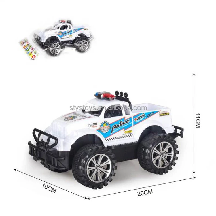 Cheap Pull Back Plastic City Police Car Vehicles Monster Truck Friction Powered Toy Cars