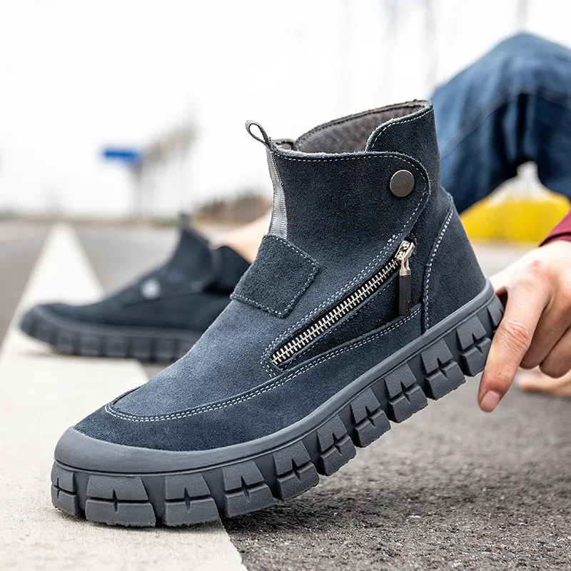 Vokea High Quality Welder Safety Shoes Factory Outdoor Construction Steel Toe Work Shoe Cow Leather Safety Boots