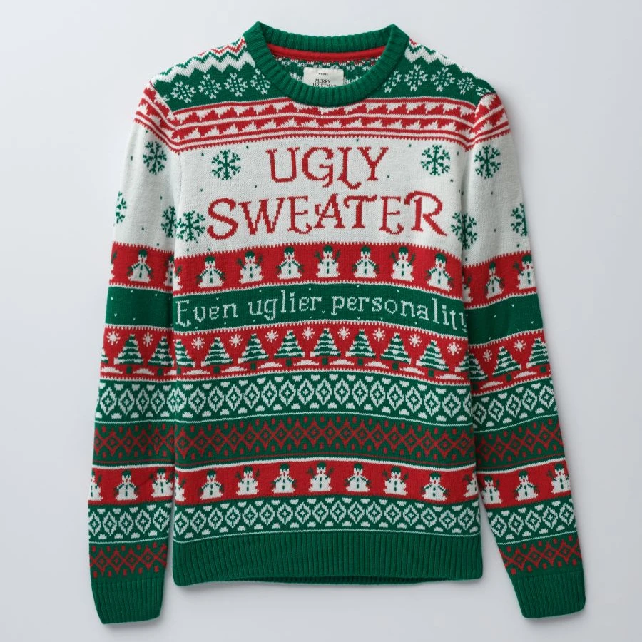 Ugly Christmas Sweater for Men 100% Acrylic Fabric Long Sleeve Round Neck Knitted Pullover Jumper Custom Logo