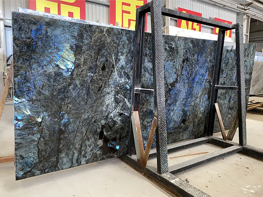 Cut to Size Labrador Labradorite Granite Luxury Stone Blue Jade Kitchen Island Translucent Lemurian Blue Granite Slab Tile
