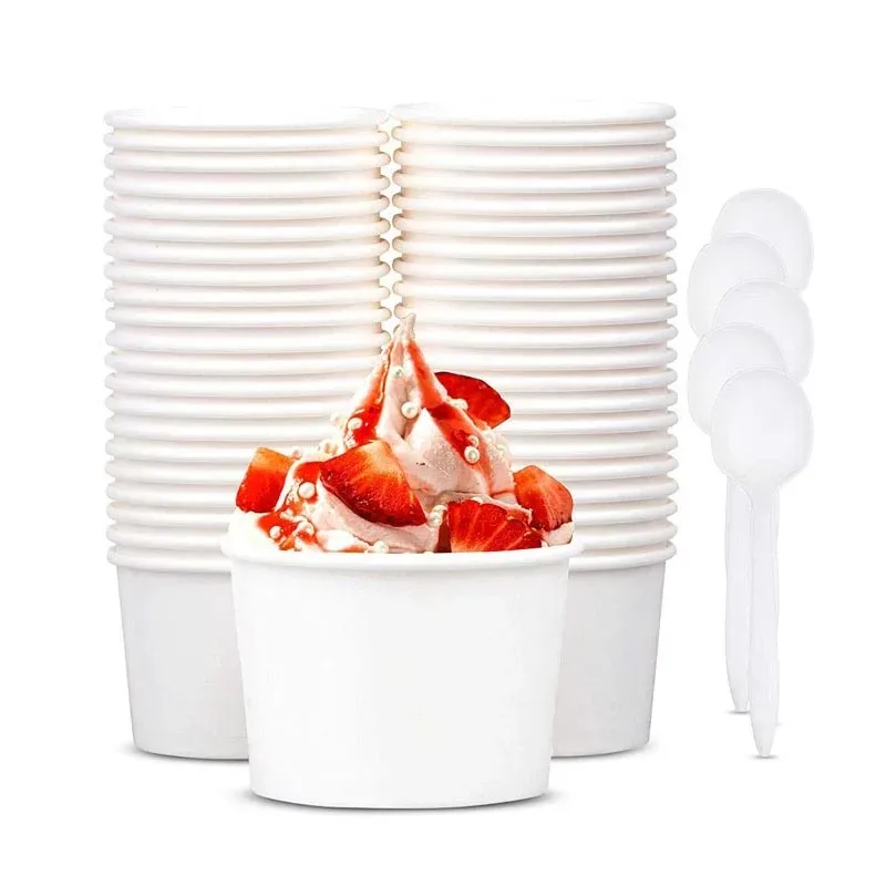 ice cream cups 100 ml cardboard containers for ice cream pint ice cream with spoon
