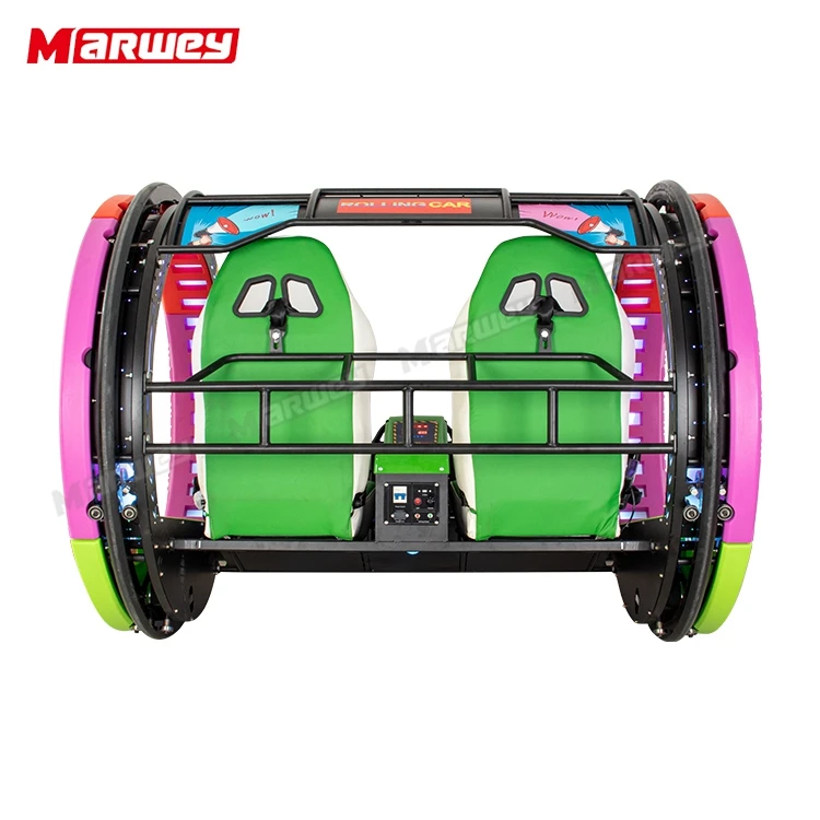 360 Degree Rolling Car Amusement Rides 180 Degree Handstand Rolling Car 2 Seater Electric Leswing Happy Rotating Car For Adults