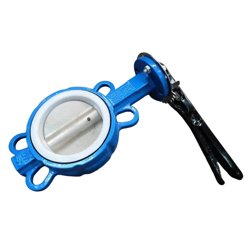 Ductile Cast Iron Wafer Type Butterfly Valve Split Body Full Lined Ptfe Seat